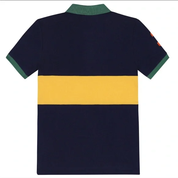 Polo Ralph Lauren Boy Big Pony Cotton Mesh Polo Shirt Rugby Stripe Pique - Picture 2 of 8